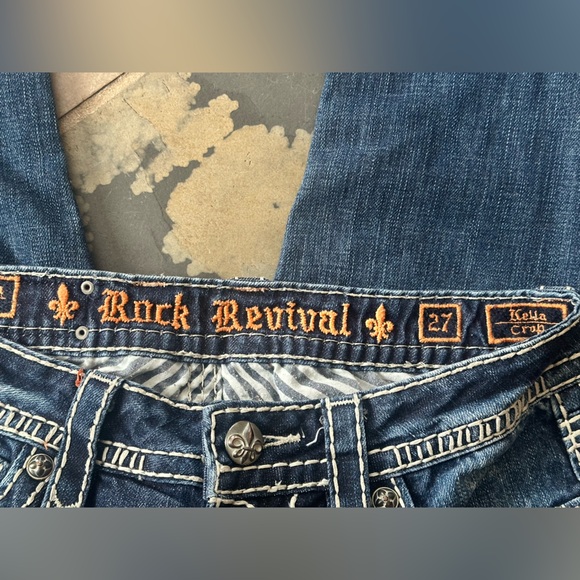 Rock Revival Dark Wash Capri Jeans Western Y2K Embroidered Denim Women’s 27 - Picture 5 of 6